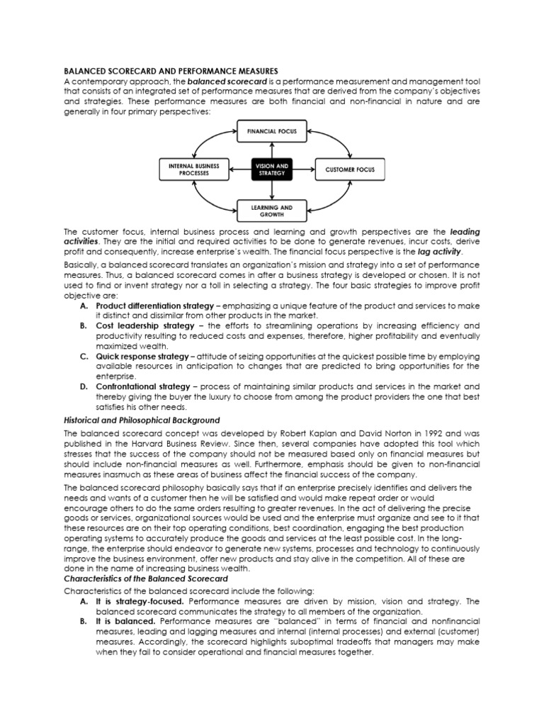 Balanced Scorecard and Performance Measures | PDF | Factors Of ...