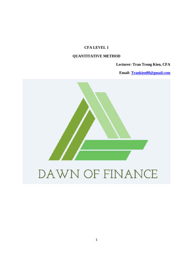 CFA Level 1 Quantitative Methods Guide | PDF | Probability Distribution ...