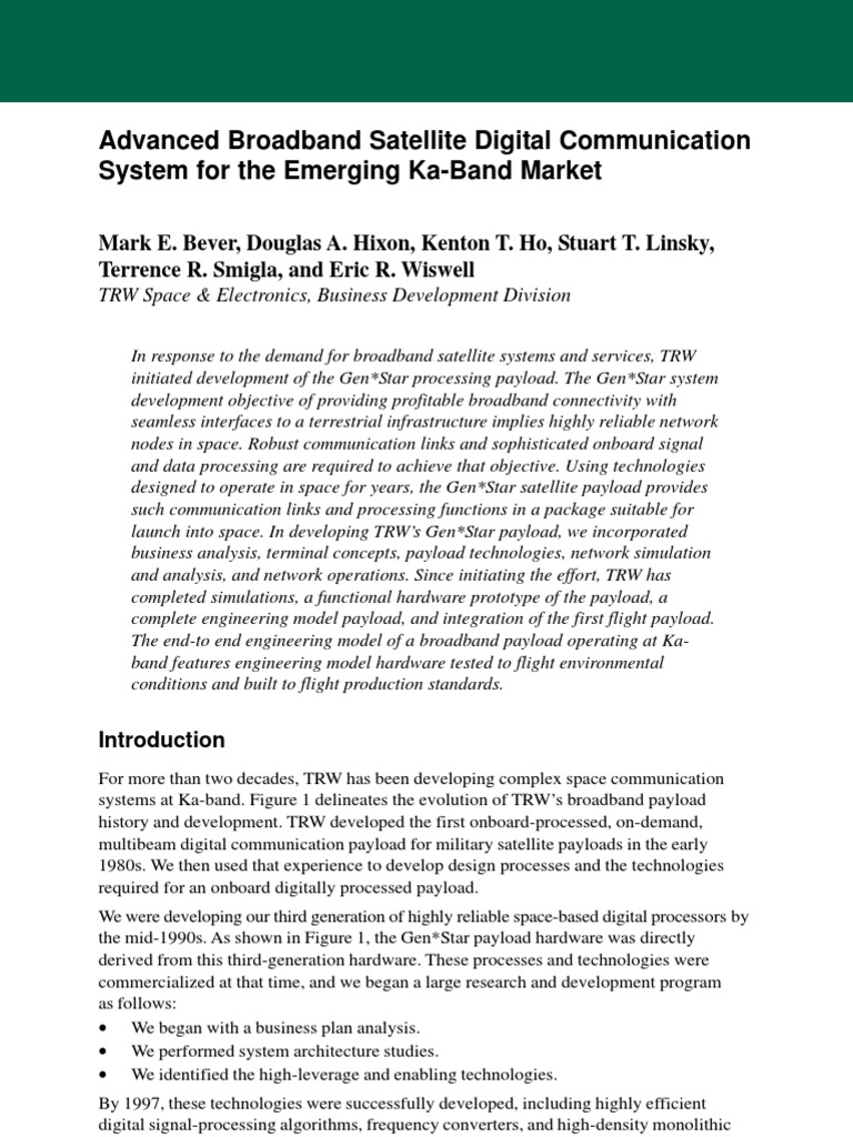 Ka-Band Satellite Communication System | PDF | Asynchronous Transfer ...