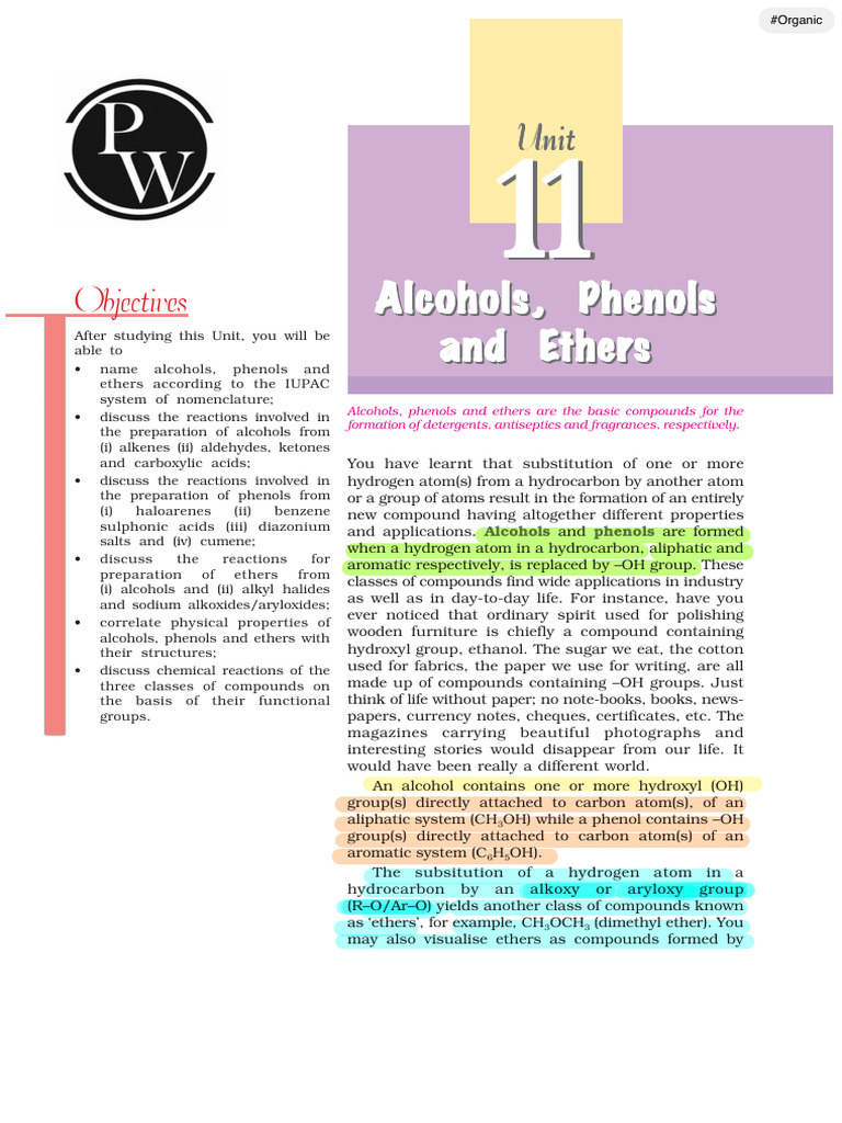 IUPAC Nomenclature of Alcohols, Phenols, Ethers | PDF | Ether | Aldehyde