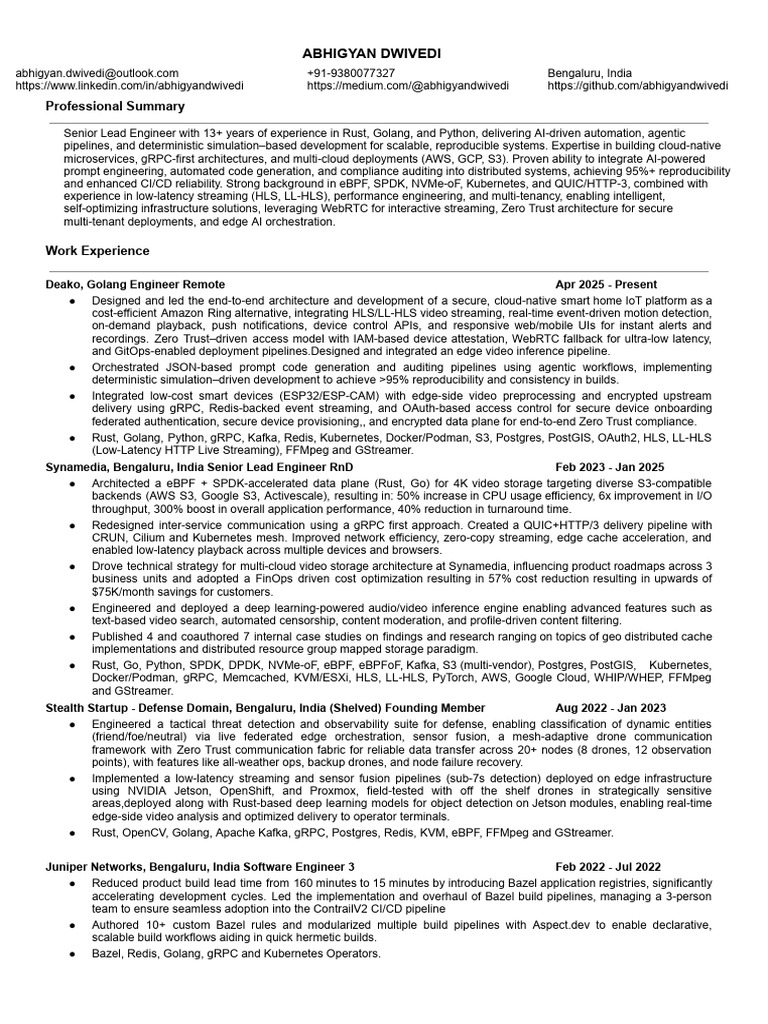 Senior Lead Engineer in AI & Cloud Tech | PDF | Amazon Web Services ...