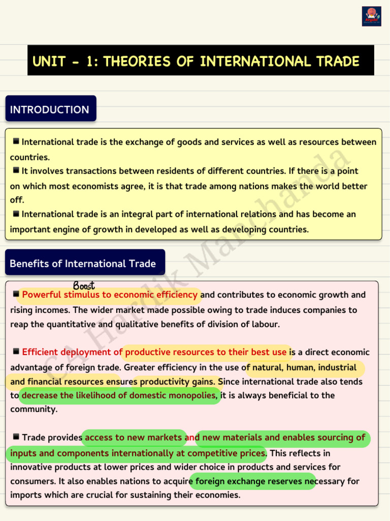 Theories of International Trade Explained | PDF | Non Tariff Barriers ...