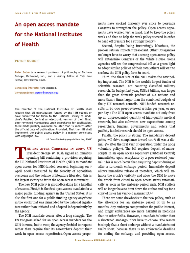 OpenMed 02 E39 | PDF | Open Access | National Institutes Of Health