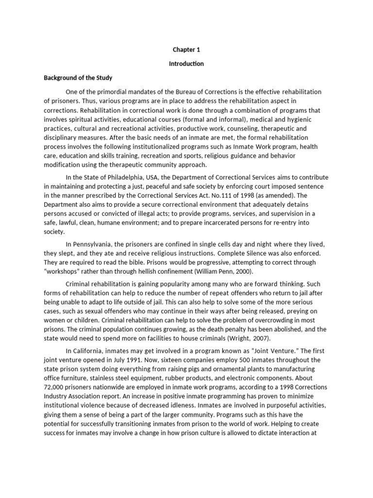 Effectiveness of Inmate Rehabilitation Programs | PDF | Rehabilitation ...