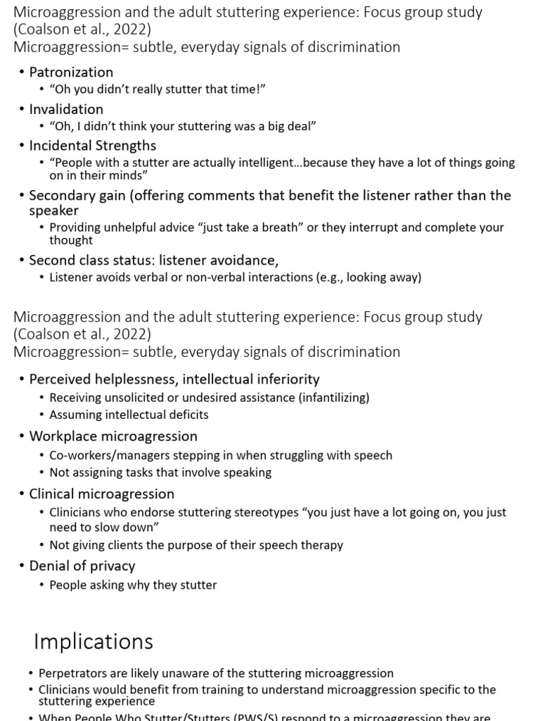 Microaggressions in Adult Stuttering | PDF