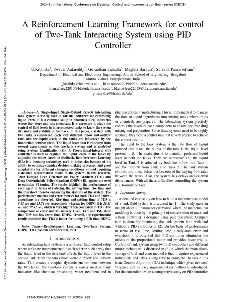 RL-Based PID Control for Two-Tank System | PDF | Control Theory ...