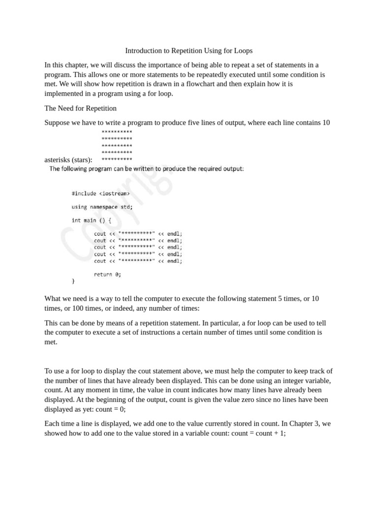 Introduction To Repetition Using For Loops | PDF | Control Flow ...