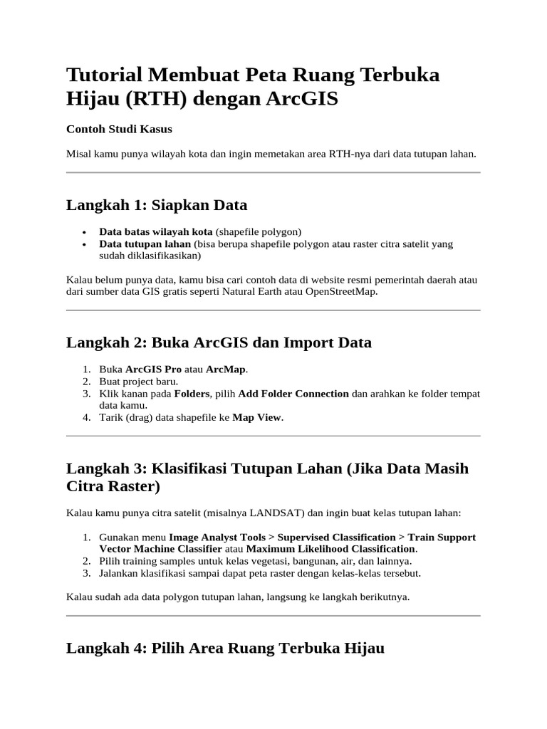 Peta Ruang Terbuka Hijau dengan ArcGIS | PDF