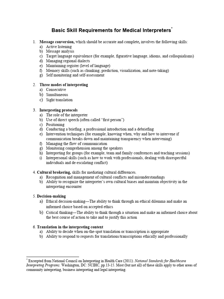 Essential Skills for Medical Interpreters | PDF | Language ...