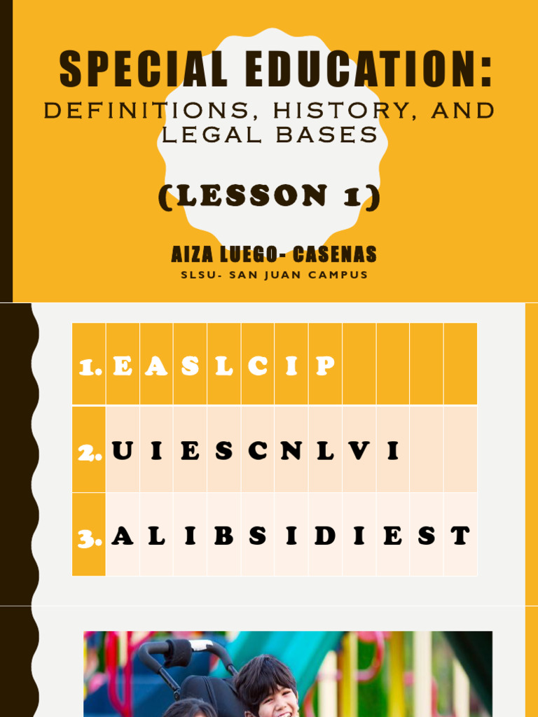Sped Definitions, History, and Legal Bases | PDF | Special Education ...