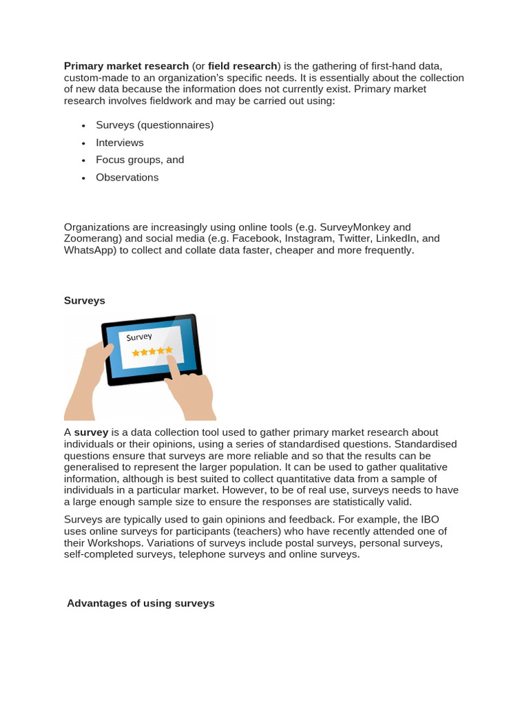 Primary Market Research Methods Explained | PDF | Survey Methodology ...