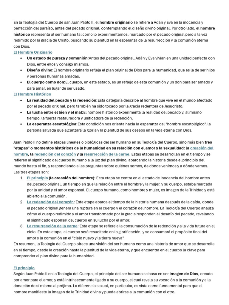 En La Teología Del Cuerpo de San Juan Pablo II | PDF | La resurrección ...