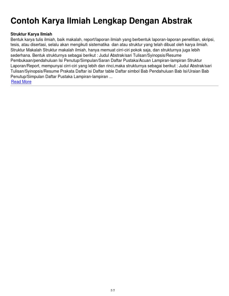 Contoh Karya Ilmiah Lengkap Dengan Abstrak