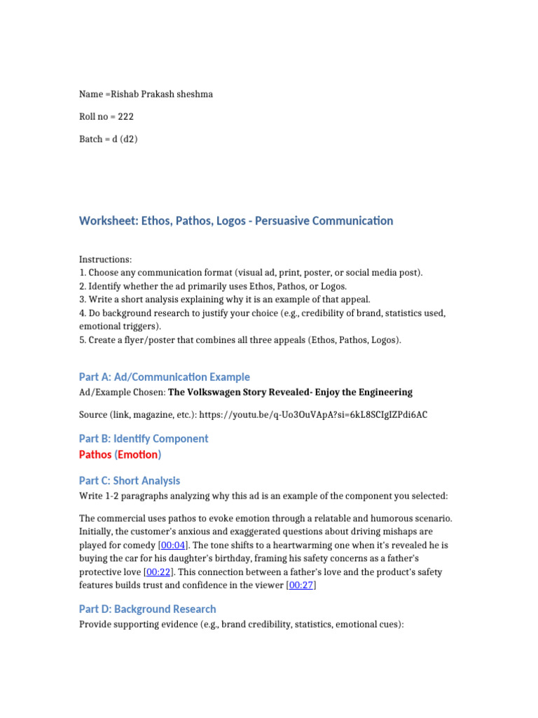 Analyzing Pathos in Volkswagen Ads | PDF