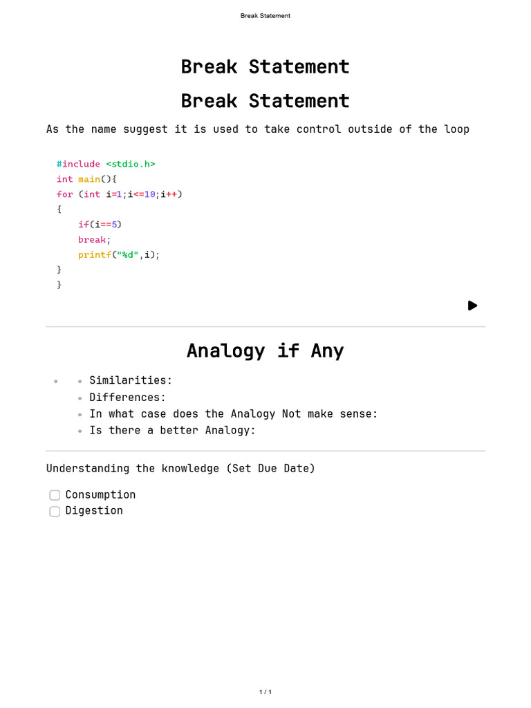 Break Statement | PDF