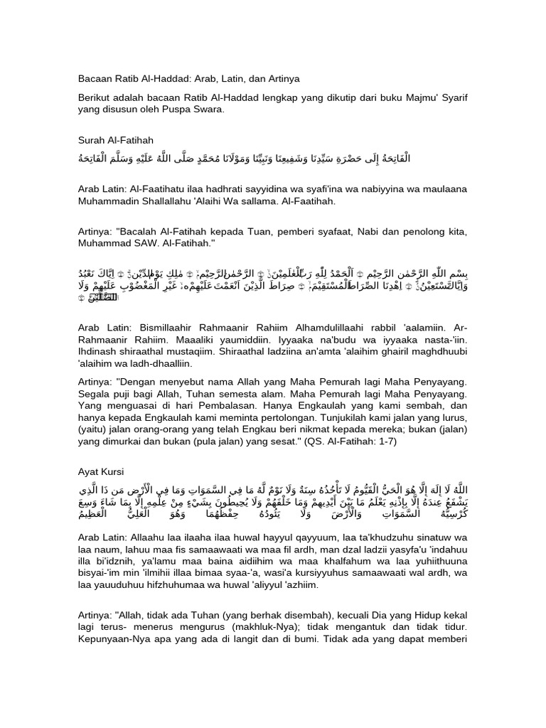 Bacaan Ratib Al-Haddad Lengkap | PDF