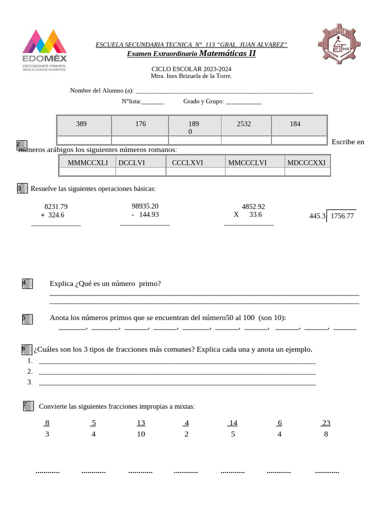 Examen Extraordinario Matemáticas II | PDF | Matemáticas