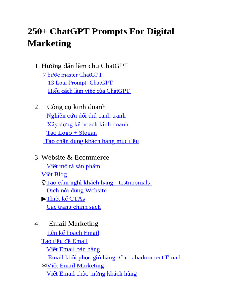 250+ ChatGPT Prompts For Digital Marketing | PDF