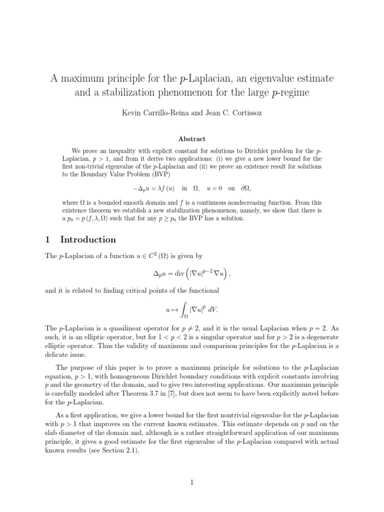 Maximum Principle for p-Laplacian Solutions | PDF | Mathematical ...