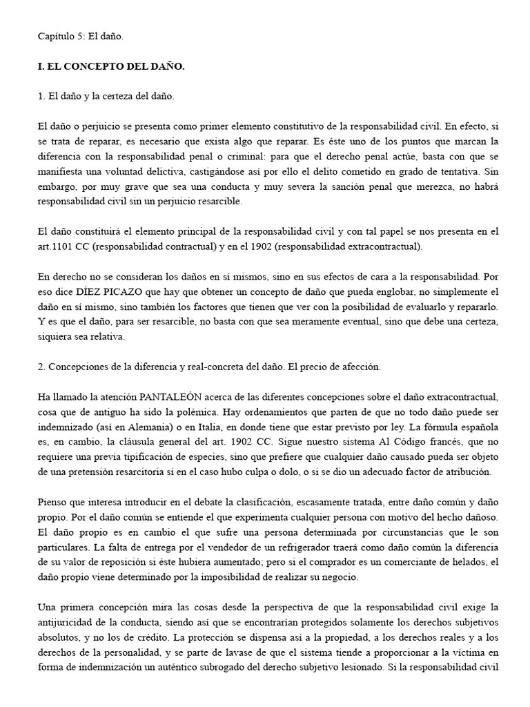 Concepto y Clasificación del Daño Civil | PDF | Daños y perjuicios ...