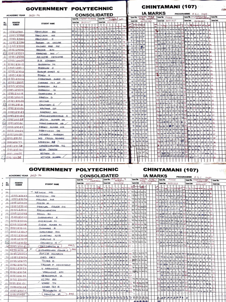 Consolidated Academic Marks Report | PDF