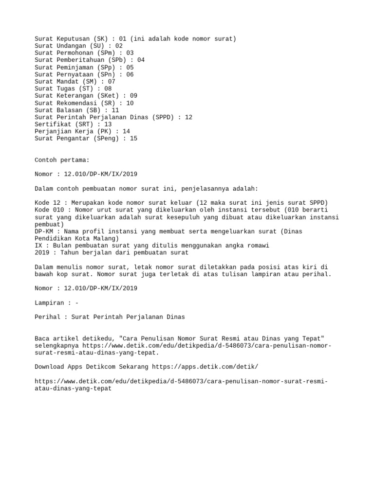 Cara Penomoran Surat | PDF