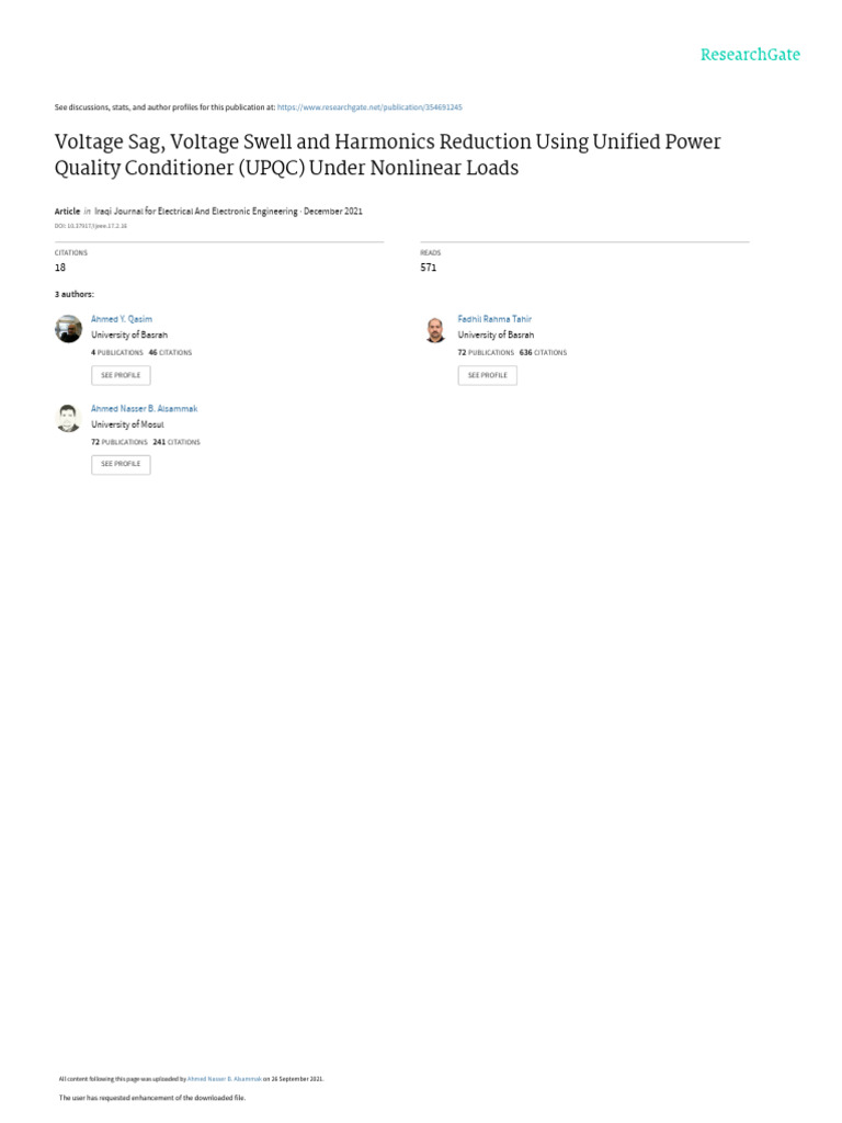 UPQC for Voltage Sag and Harmonics Reduction | PDF | Power Inverter ...