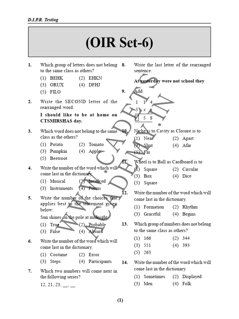 D.I.P.R. Testing Practice Questions | PDF