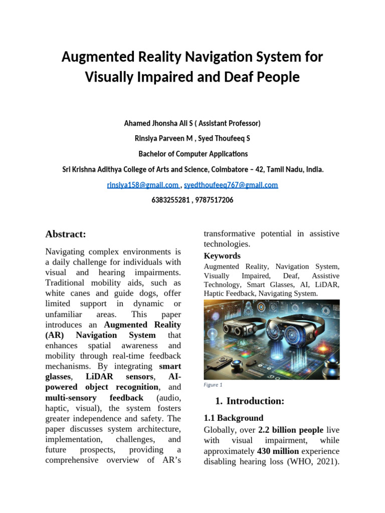 Augmented Reality Navigation System For Visually Impaired and Deaf ...