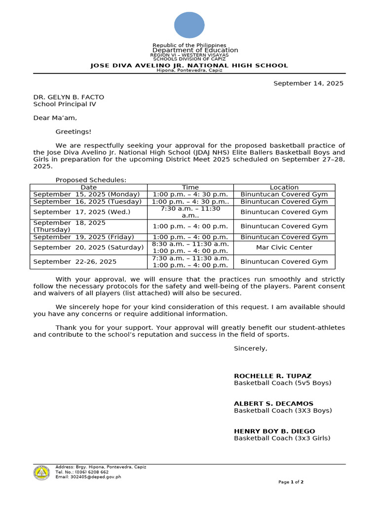 JDAJ NHS Basketball Practice Approval Request | PDF | Chess Openings ...