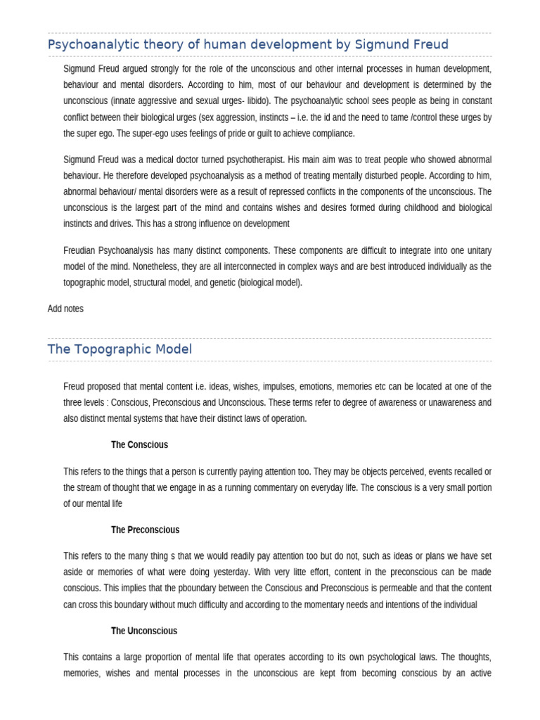 Freud's Psychoanalytic Development Theory | PDF | Psychoanalysis ...
