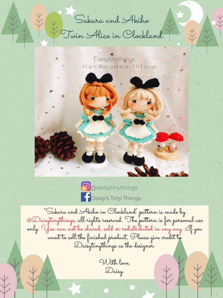 Crochet Pattern: Sakura & Akiho Dolls | PDF | Crochet | Needlework