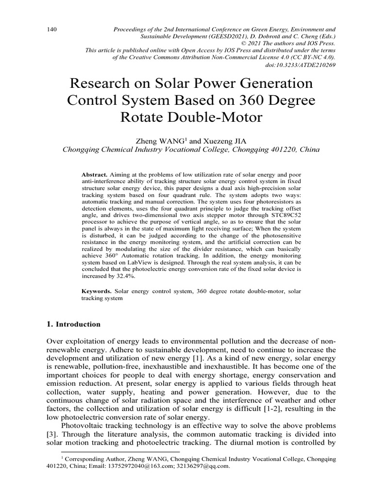 Research On Solar Power Generation Control System | PDF | Solar Panel ...