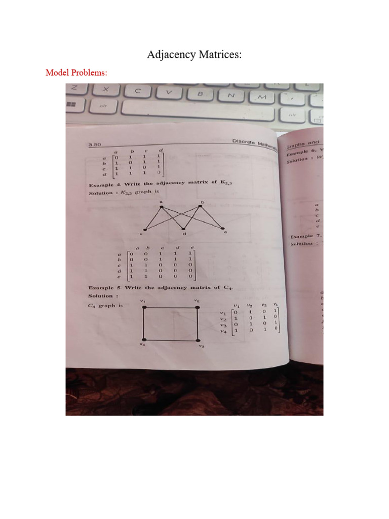 Adjacency Matrix Problems and Solutions | PDF