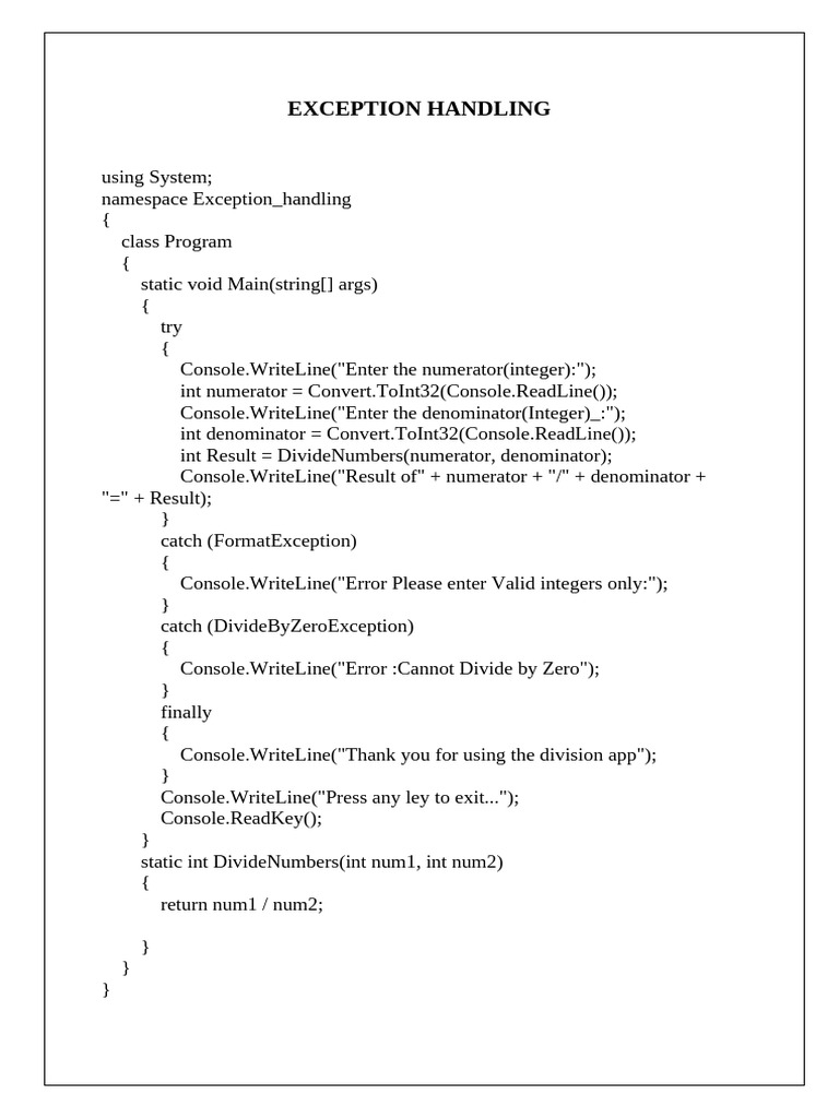 Exception Handling | PDF