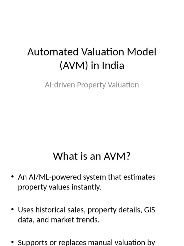 AVM: Transforming Property Valuation in India | PDF