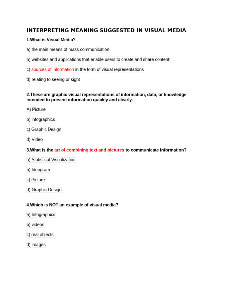 Interpreting Meaning Suggested in Visual Media | PDF | Infographics ...