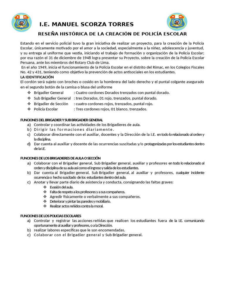 Historia y Funciones de la Policía Escolar | PDF | Entorno natural