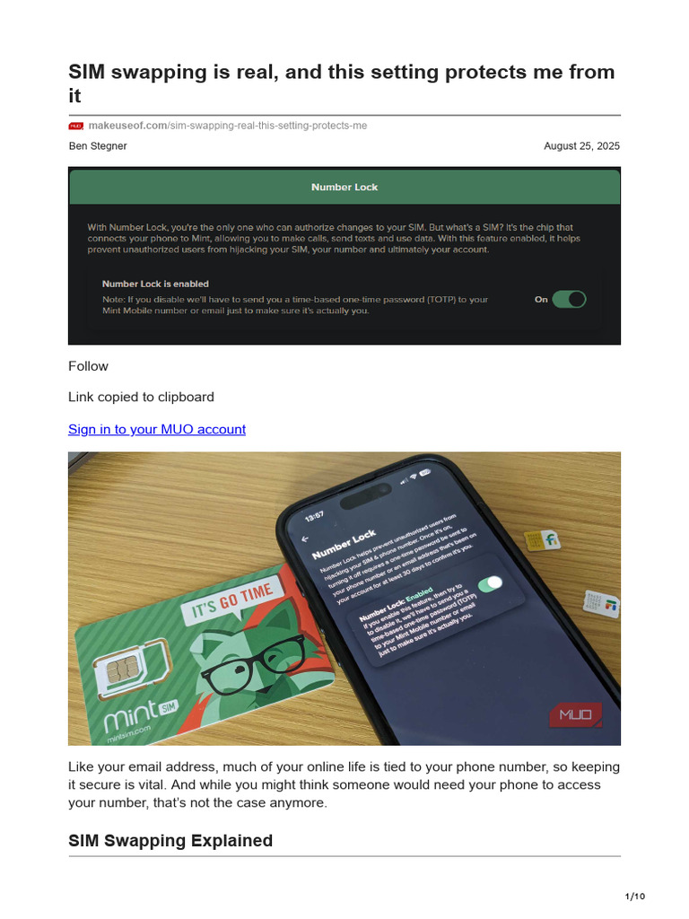 Protect Against SIM Swapping Attacks | PDF | Personal Identification ...