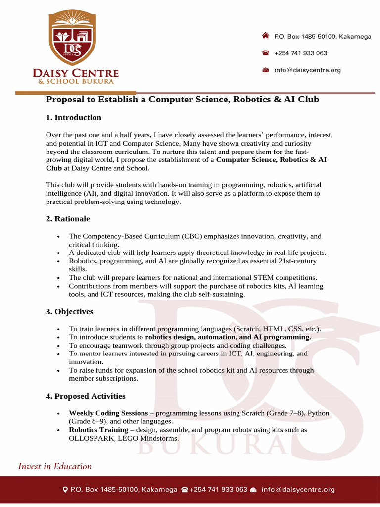Proposal To Establish A Computer Science | PDF | Artificial ...