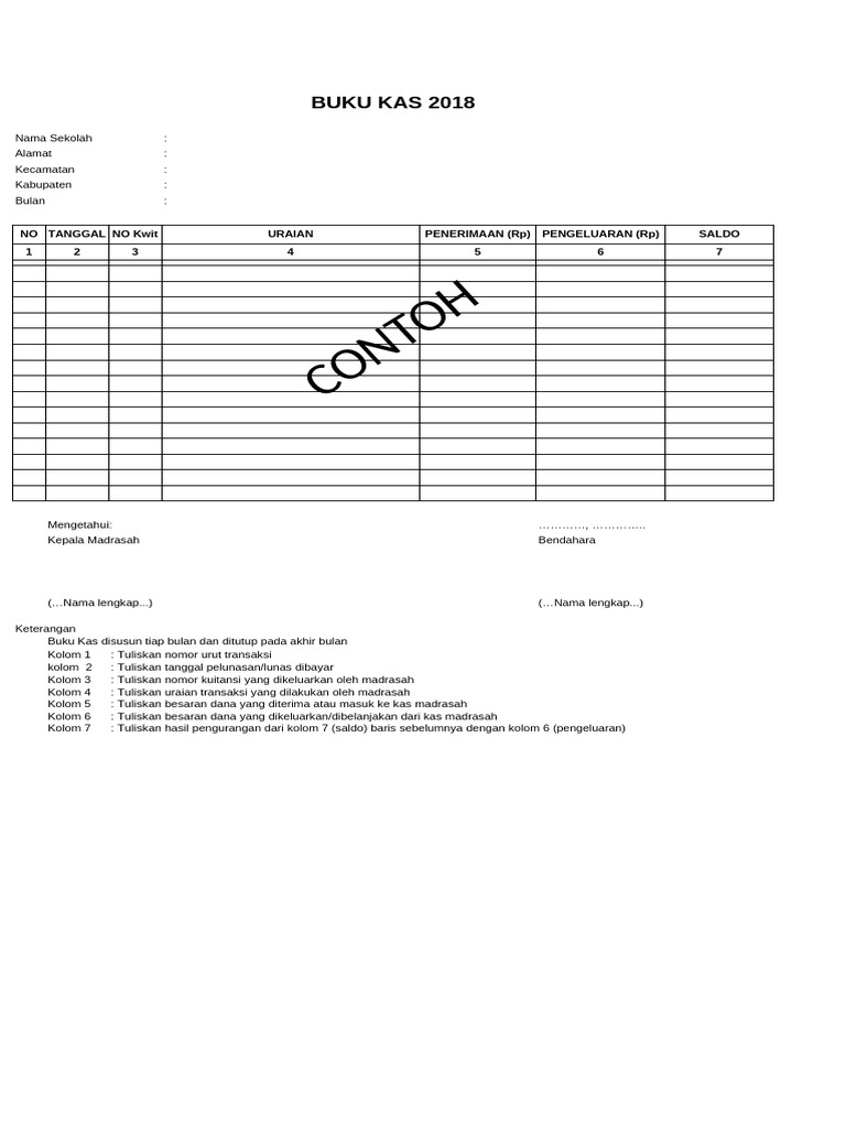 Buku KAS, Kuitansi, Form Honor-2018 | PDF