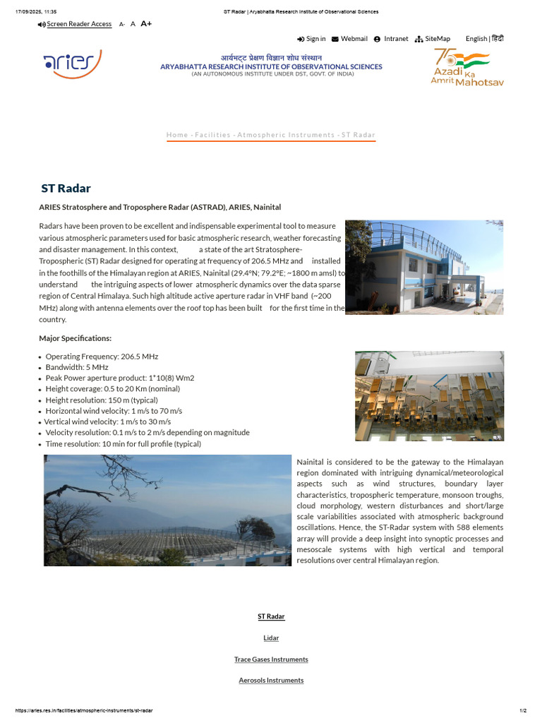 ST Radar for Atmospheric Research | PDF | Radar | Troposphere