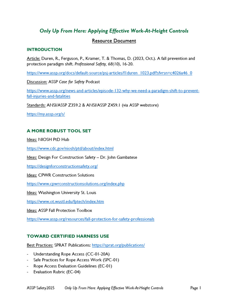 Resource Document For Work at Height | PDF | Safety