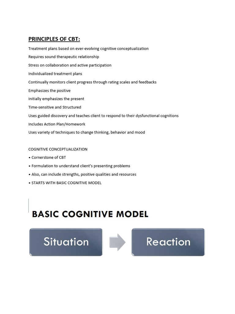 Principles of CBT: Techniques & Concepts | PDF | Cognitive Behavioral ...