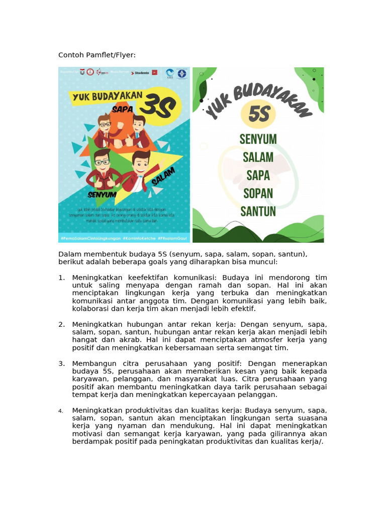 Goals 5s Dan Contoh Pamflet | PDF