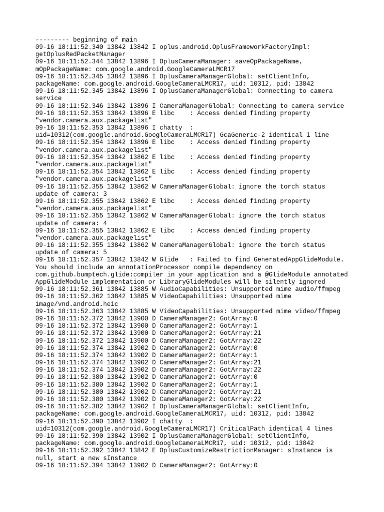 Oplus Camera Manager Log Analysis | PDF | Computer Science | Software ...