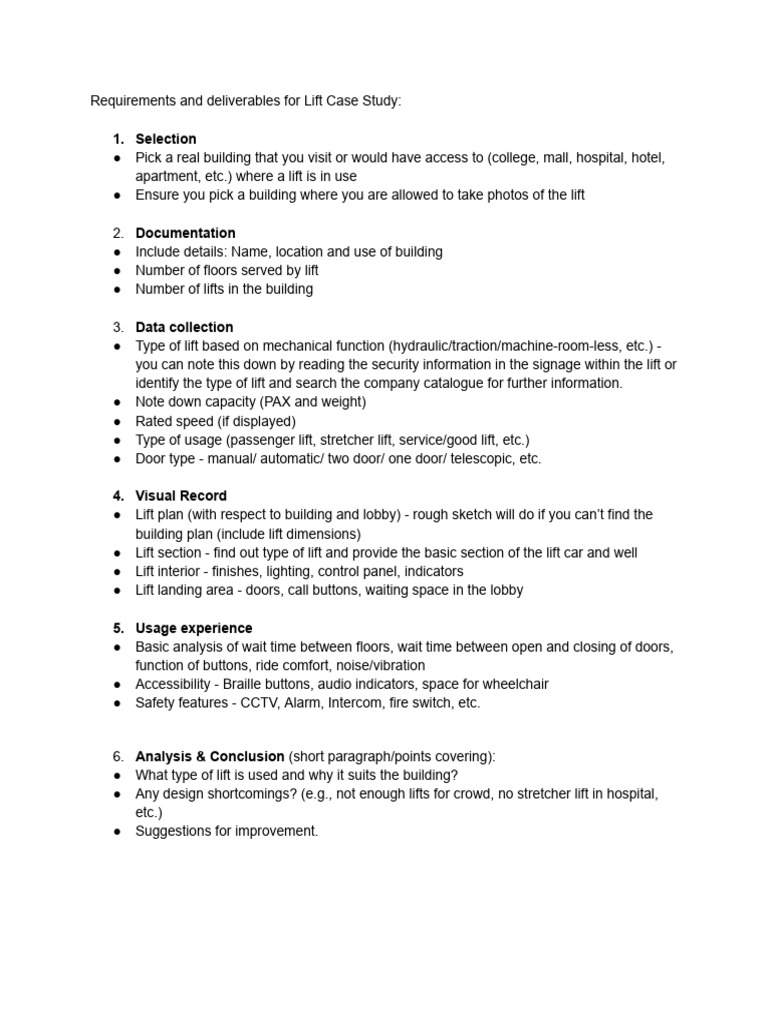 Lift Case Study Requirements Guide | PDF
