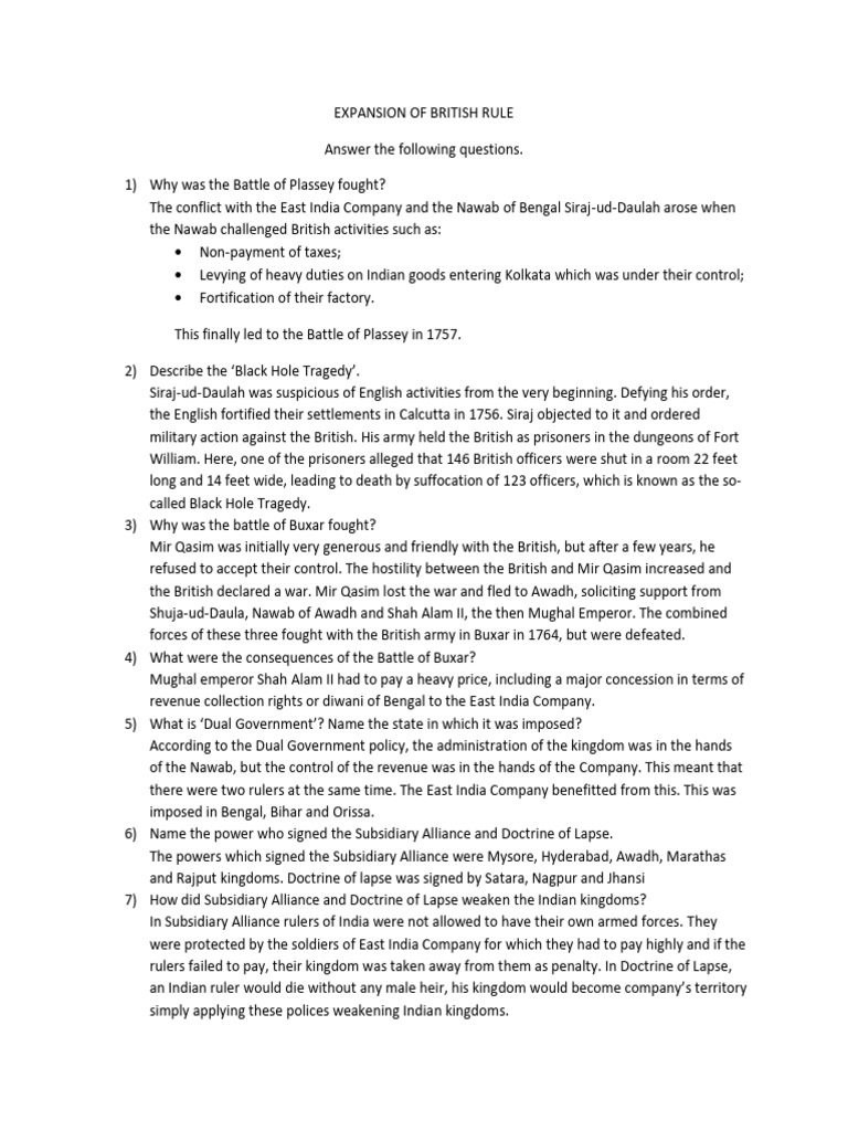Expansion of British Rule in India | PDF | British India | South Asia