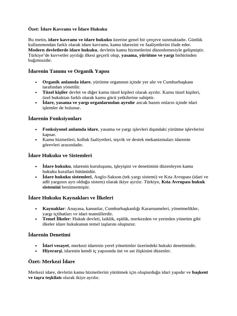 Idare Hukuku Özet | PDF