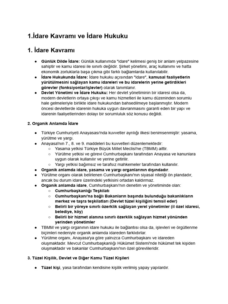 Idare Hukuku 1-6.pdf Detaylı Özet | PDF